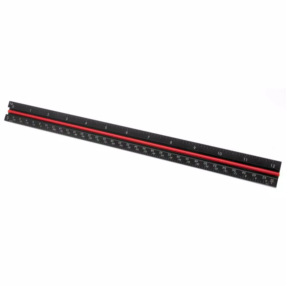 WEN 12 in. Aluminum Triangular Architect Ruler with Laser-Etched Imperial Scales