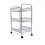 Mind Reader 3-Tier Rolling Silver Metal Mesh Storage Cart with 360° Casters thumbnail 1
