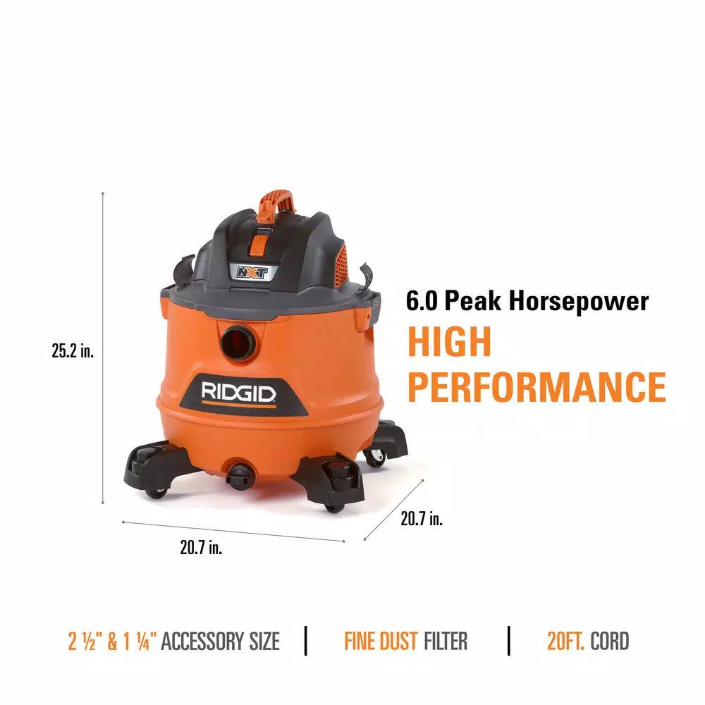 RIDGID 14 Gal. 6.0 Peak HP NXT Wet/Dry Shop Vacuum with Premium Car Cleaning Kit