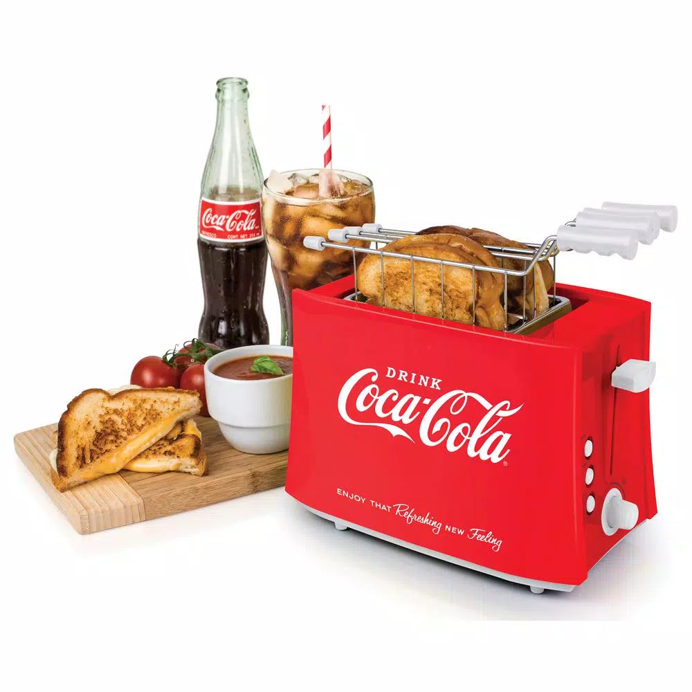 Nostalgia Coca-Cola Red Wide Slot Grilled Cheese Toaster, 4-Slice Capacity