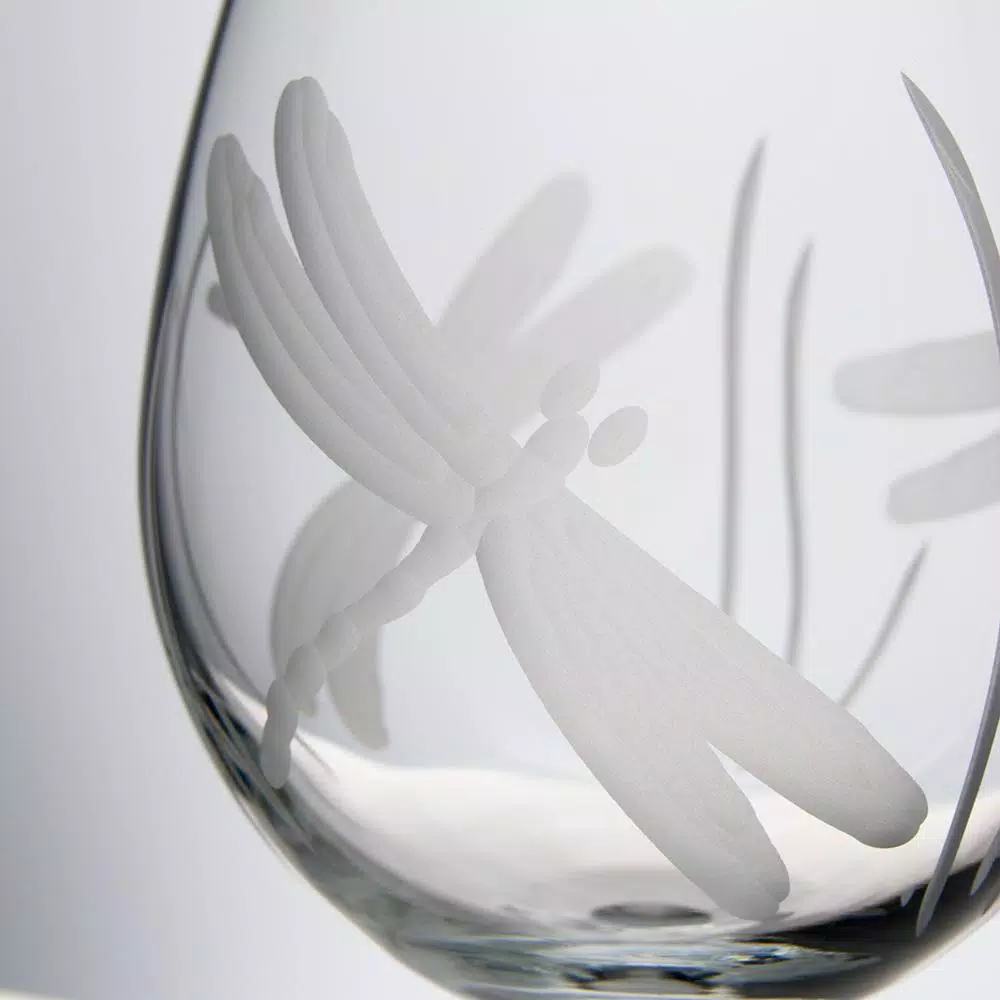 Rolf Glass Dragonfly Etched 18 oz. Balloon Red Wine Glasses, Set of 4