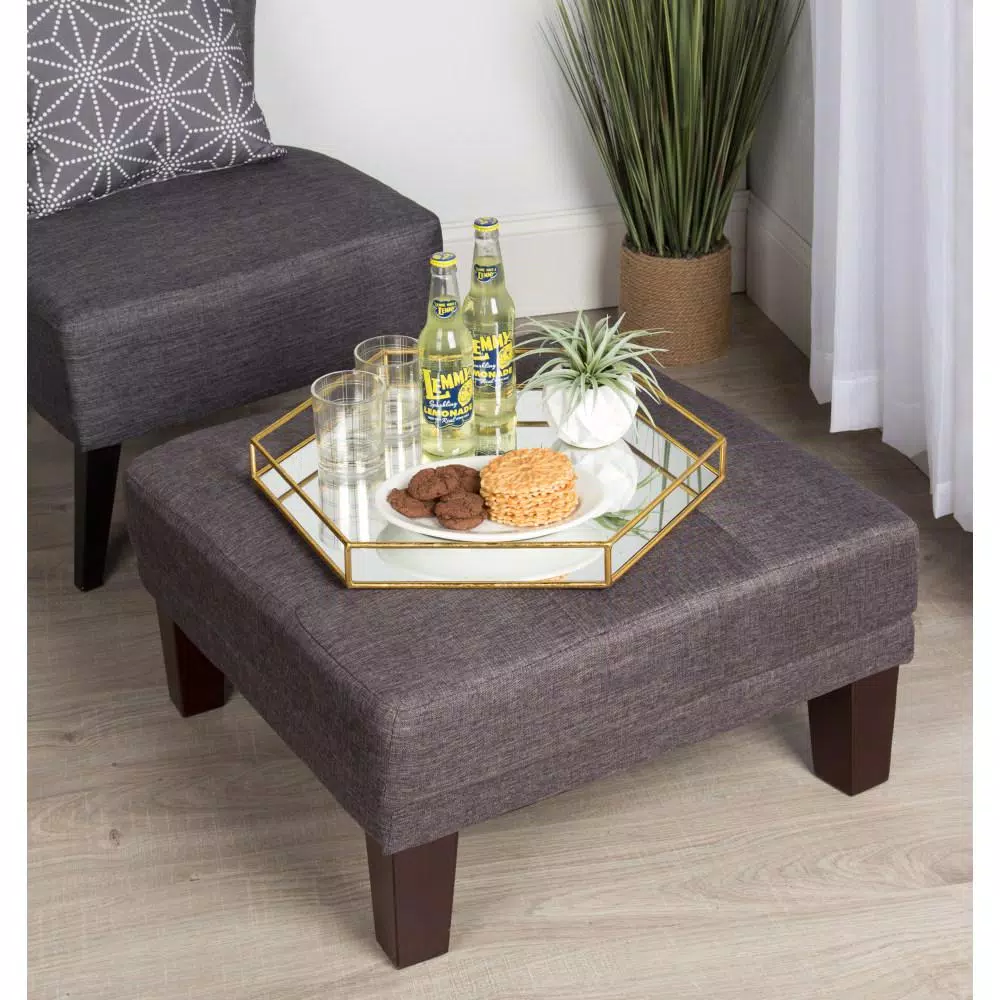 Kate and Laurel Felicia Gold Decorative Hexagon Mirrored Metal Tray
