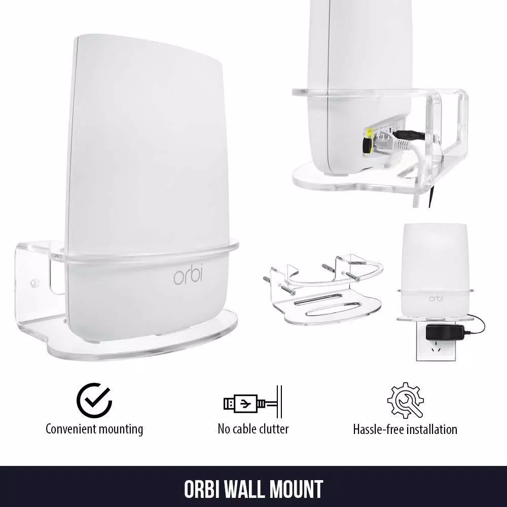 Wasserstein Wall Mount for NETGEAR Orbi Mesh Wi-Fi System, Durable Metal Bracket (1-Pack)