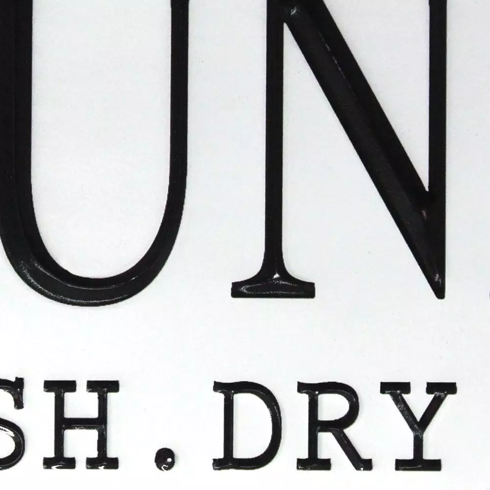 HomeRoots Wash Dry Fold Metal Laundry Room Wall Décor - Farmhouse Style Sign