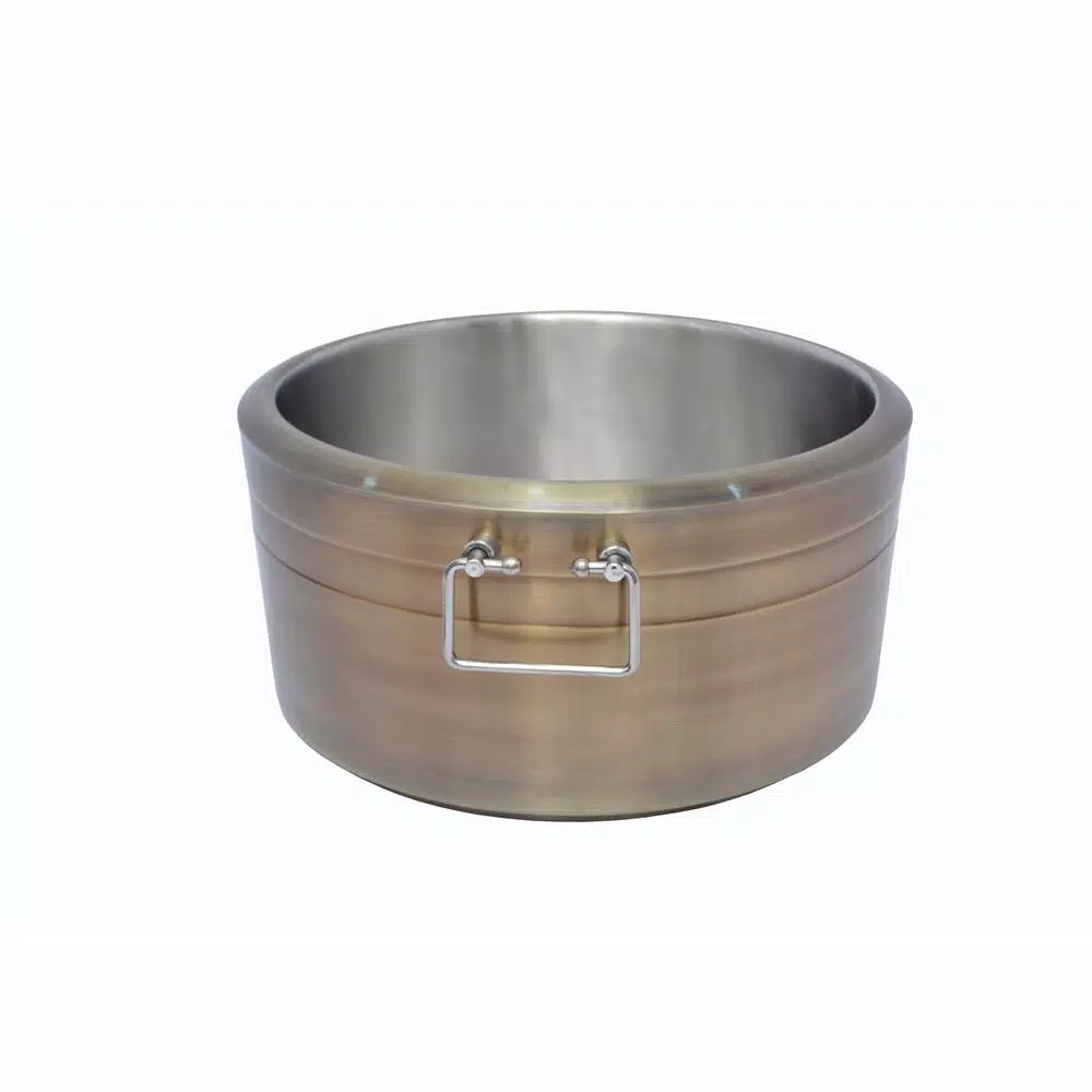 Unbranded 6.5 Gal. Brushed Gold Stainless Steel Double Wall Beverage Tub with Grip Handles