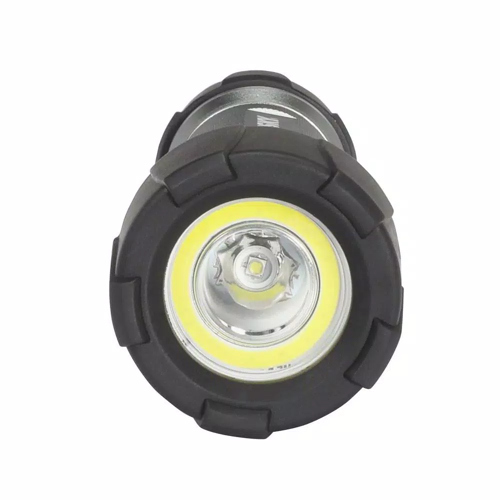Husky 350-Lumen LED Dual Beam Unbreakable Aluminum Flashlight, 4 AAA Batteries Included