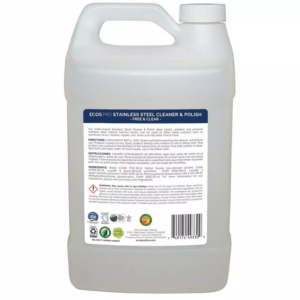 ECOS Pro Stainless Steel Cleaner and Polish, 128 oz.