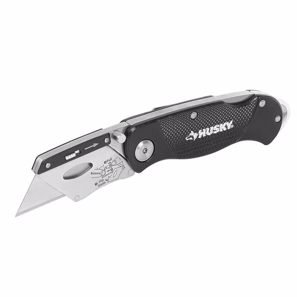 Husky Folding Lock-Back Utility Knife Set, 3-Pack with 3 Blades