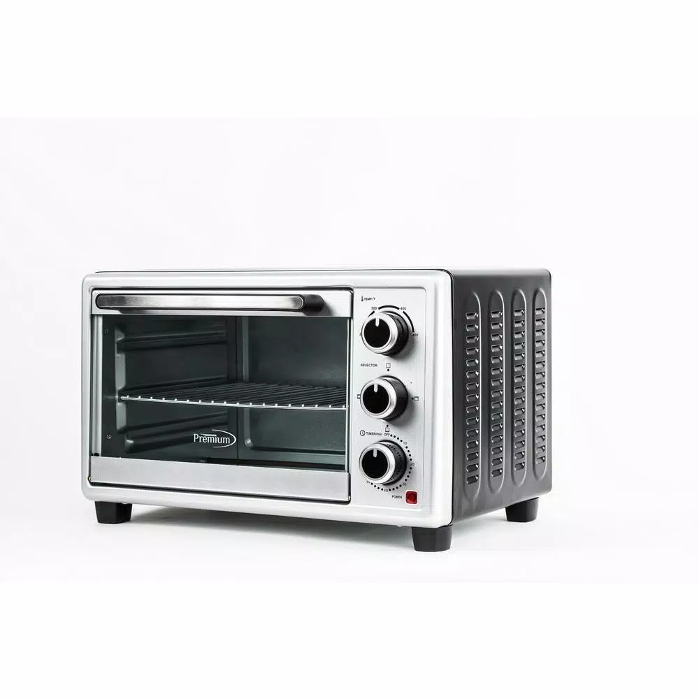 PREMIUM 1440W 6-Slice Silver Toaster Oven with 0.6 cu. ft. Capacity and Automatic Shut-Off