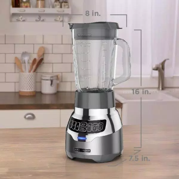 BLACK+DECKER PowerCrush 48 oz. Digital Blender with Quiet Technology, 900W, Silver