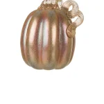 Glitzhome Blue and Gold Glittery Glass Pumpkin Set of 2 - Handmade Indoor Tabletop Decor thumbnail 7