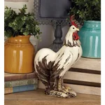 LITTON LANE 15 in. Rooster Decorative Sculpture - White, Red, and Brown Farmhouse Statuary thumbnail 9