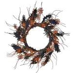 Worth Imports 22 in. Halloween Spider Wreath with Glitter Black and Orange Webs and Leaves thumbnail 1
