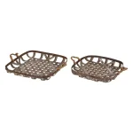 Glitzhome Farmhouse Galvanized Metal Woven Tobacco Basket Tray Set, Set of 2 thumbnail 2