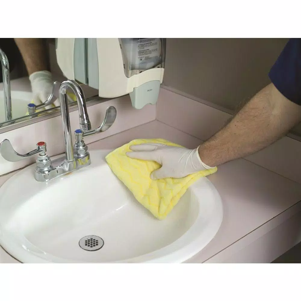 Rubbermaid Commercial Products HYGEN 16 in. Microfiber Bathroom Cloth, Yellow (Case of 12)