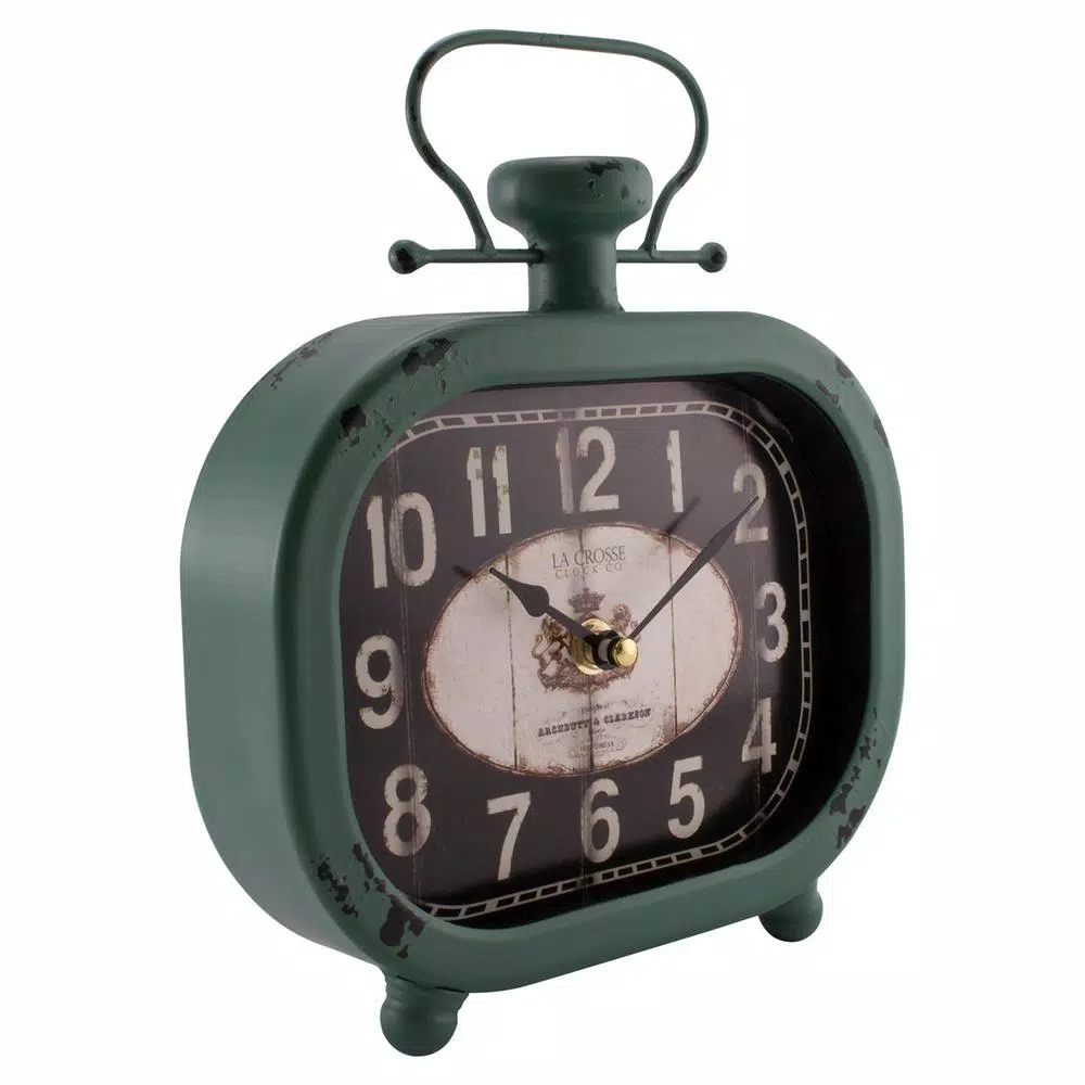 La Crosse Technology Distressed Teal Metal Decorative Analog Clock - Rustic Farmhouse Style