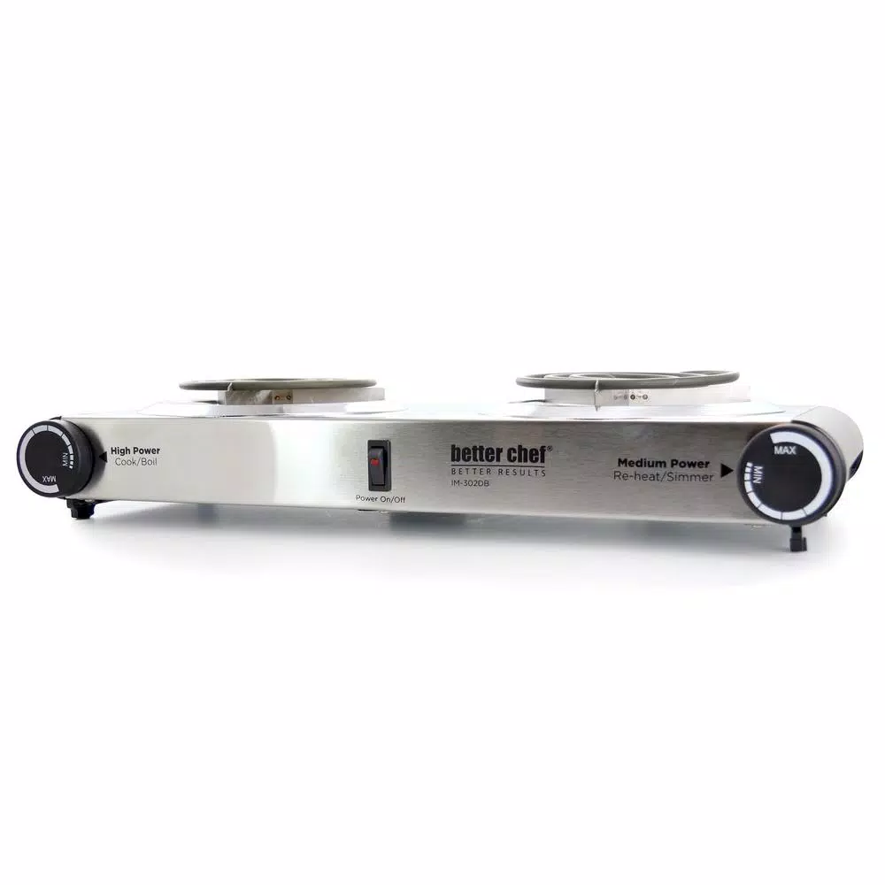 Better Chef 2-Burner Stainless Steel Dual Electric Cooktop Hot Plate, 1500W