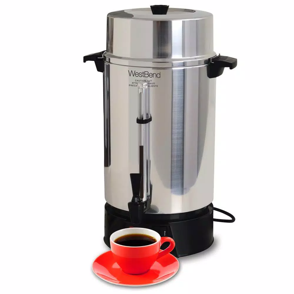 West Bend 100-Cup Silver Aluminum Commercial Coffee Urn with Automatic Temperature Control