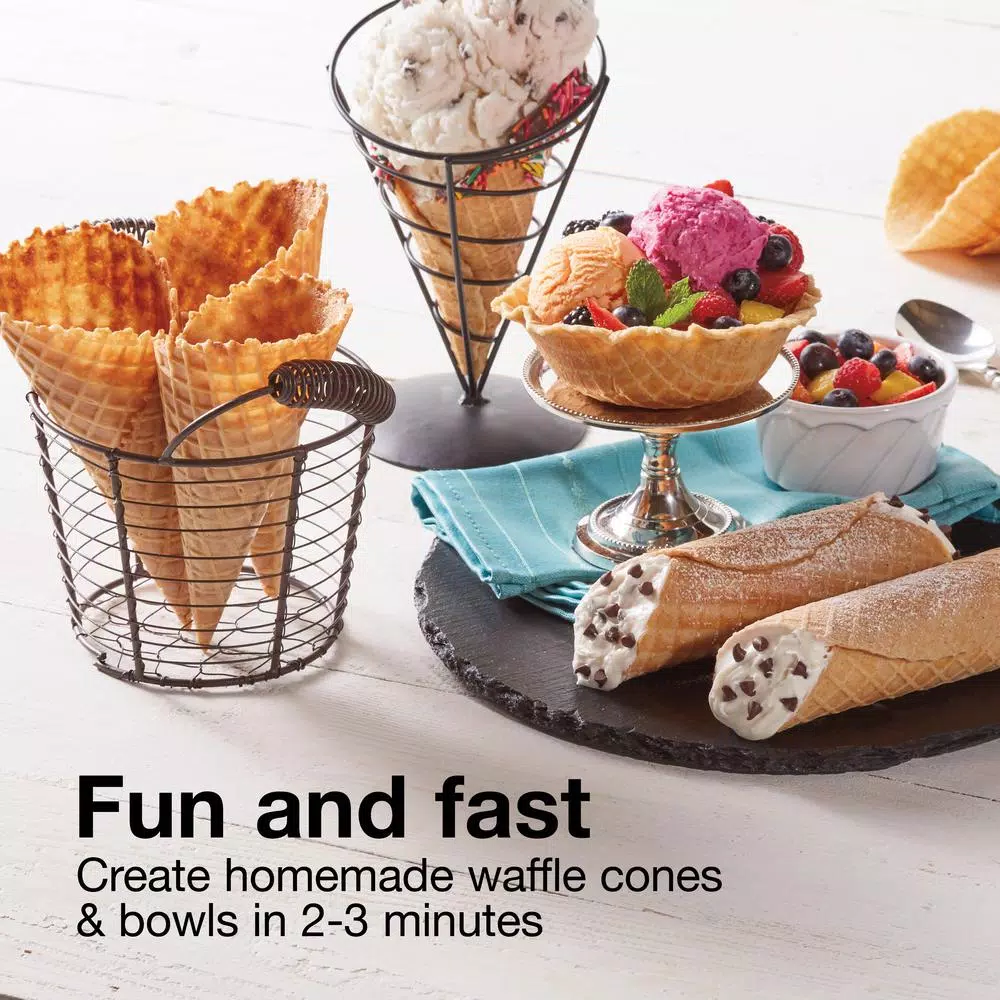 Proctor Silex 800W Waffle Cone and Waffle Bowl Maker, White