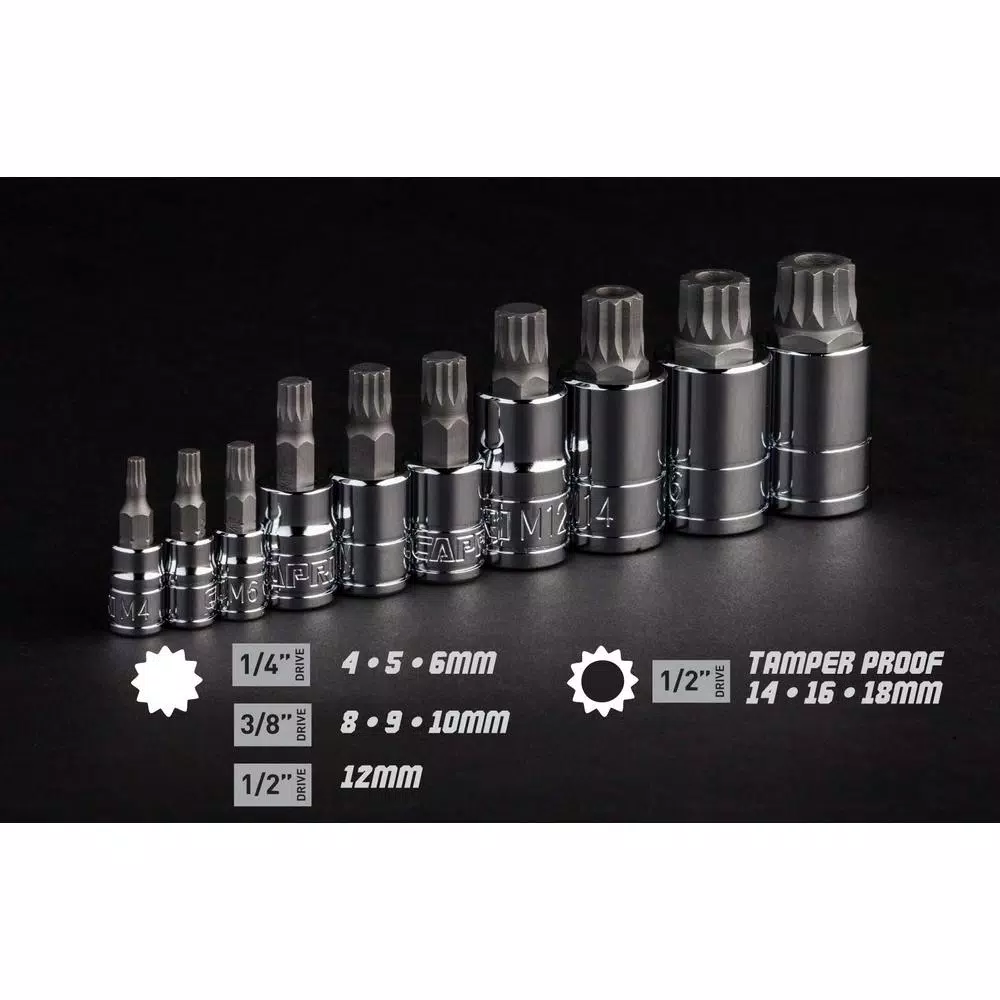Capri Tools Stubby XZN Triple Square Bit Socket Set, 10-Piece Metric