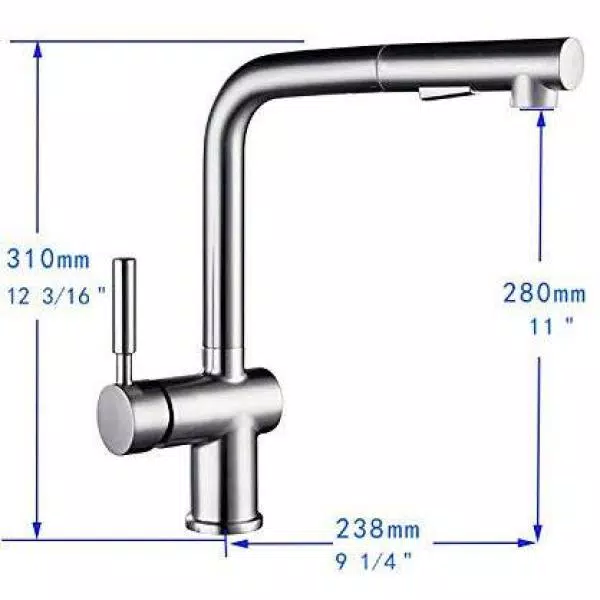 Vanity Art Brushed Nickel Single-Handle Pull Out Kitchen Faucet with 360 Degree Swivel Spout