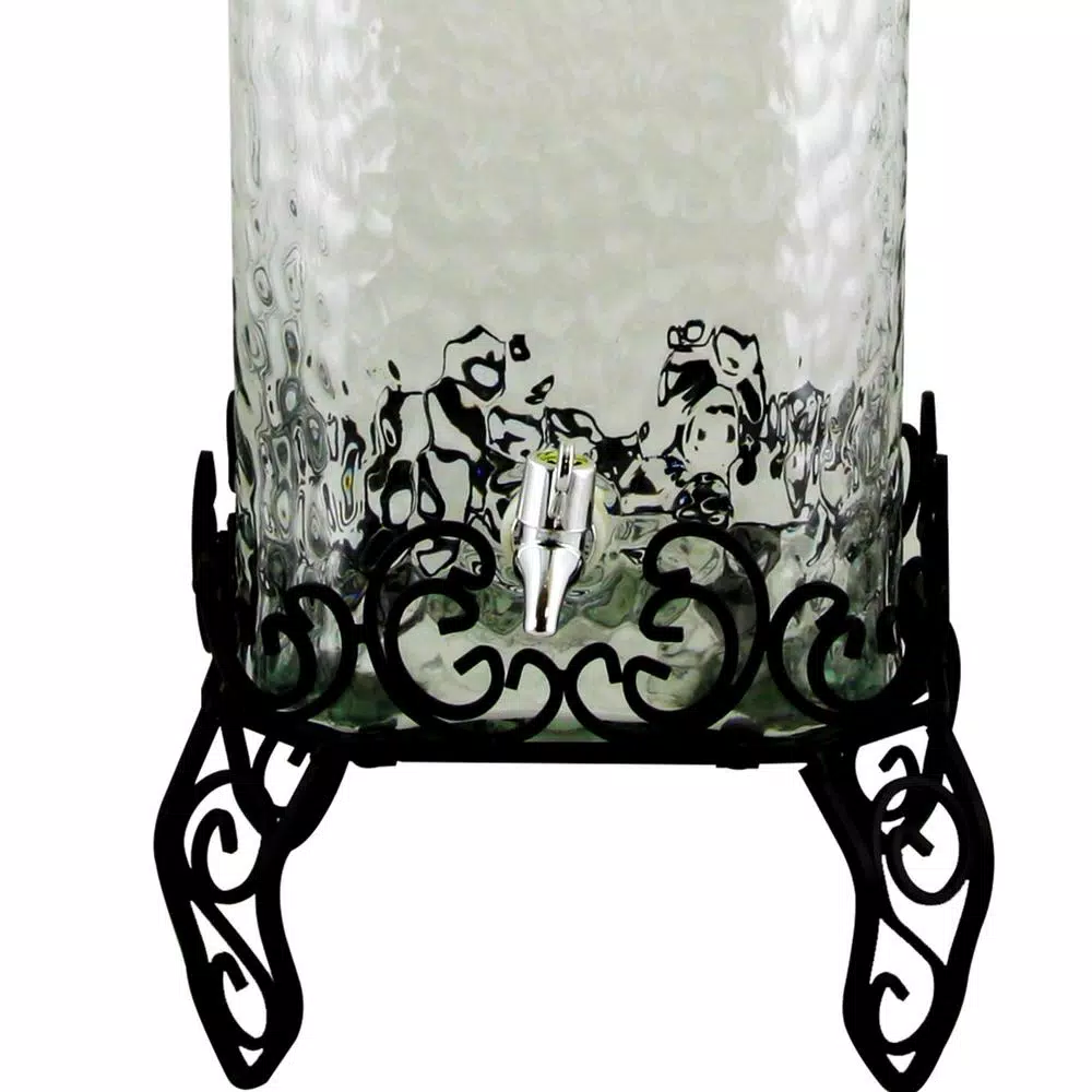 Gibson Home Moreauville 9 Qt. Glass Beverage Dispenser with Metal Wire Rack