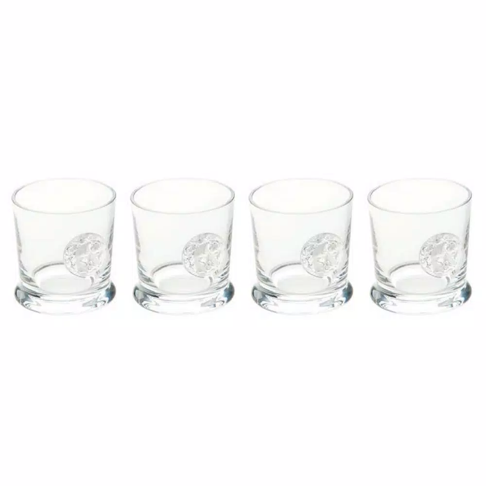 Abigails Lionshead 10 oz. Double Old Fashioned Glass Set of 4 with Lion Head Medallion