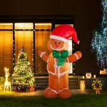 Glitzhome 8 ft. Lighted Inflatable Gingerbread Man Christmas Decor with LED Lights thumbnail 2