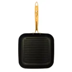 BergHOFF Ouro 11.7 in. Hard-Anodized Aluminum Nonstick Square Grill Pan, Black and Rose Gold thumbnail 2