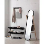 Umbra Modern Black Leaning Floor Mirror with Solid Wood Easel Storage Rack thumbnail 5
