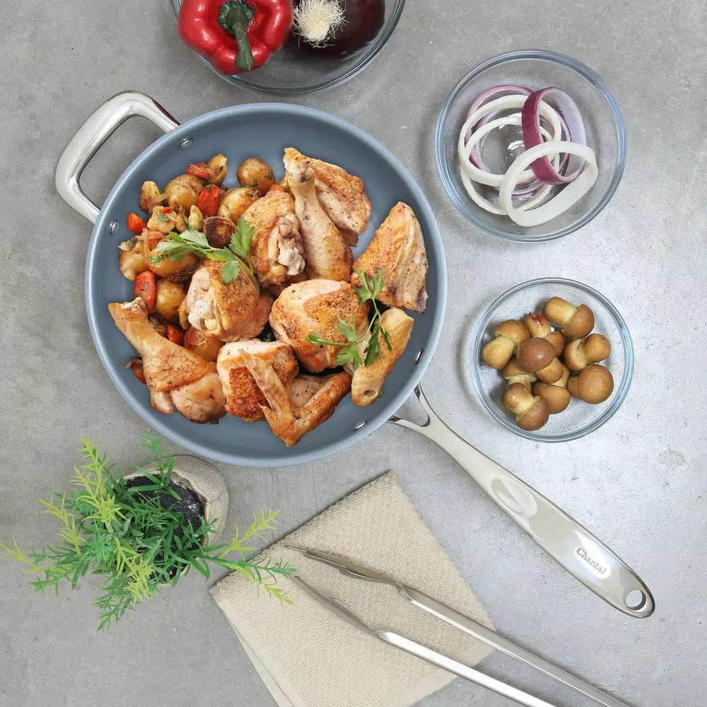 Chantal Induction 21 Steel 3 Qt. Stainless Steel Ceramic Nonstick Saute Pan, Brushed Stainless Steel