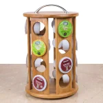 Creative Home Natural Bamboo Revolving Coffee Pod Holder - 24 Capacity Single Serve Carousel Organizer thumbnail 2