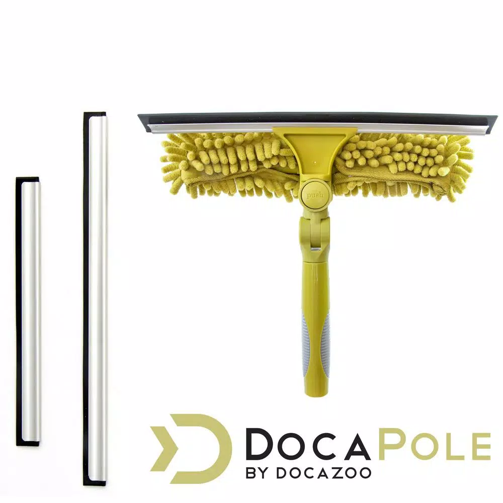 DocaPole 12 ft. Telescoping Window Cleaning Kit with Dual Pivot Squeegee and Microfiber Scrubber