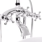 AKDY 3-Handle Freestanding Claw Foot Tub Filler with Telephone Hand Shower, Chrome thumbnail 7