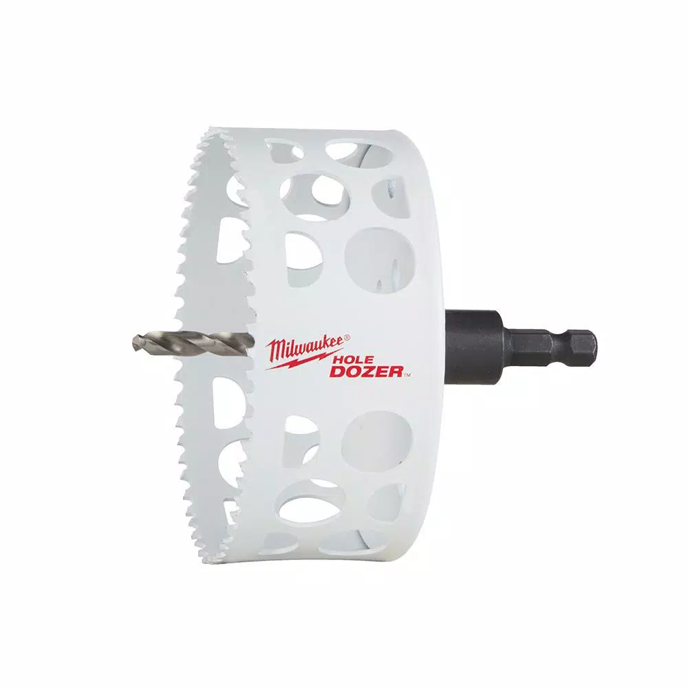 Milwaukee 4-1/2 in. Hole Dozer Bi-Metal Hole Saw with 3/8 in. Arbor and Pilot Bit