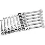XtremepowerUS 12-Piece Flex-Head SAE and Metric Ratcheting Combination Wrench Set with Tool Pouch thumbnail 6