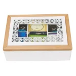 Mind Reader Brown Wood Pattern Tea Box Organizer with Glass Window thumbnail 5