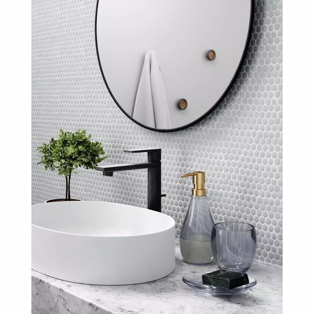 Umbra Hubba Round Contemporary Wall Mirror, Metallic Titanium, 34 in.