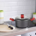 AMERCOOK 8.7 in. 3L Nonstick Aluminum Casserole Pan with Glass Lid and Detachable Handles thumbnail 3