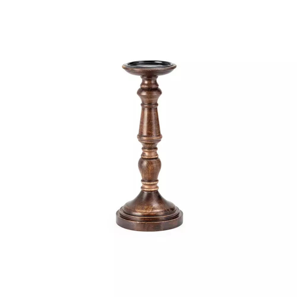 IMAX Rozzi Wooden Candle Holders Set of 5 - Rustic Multi-Colored Candlesticks