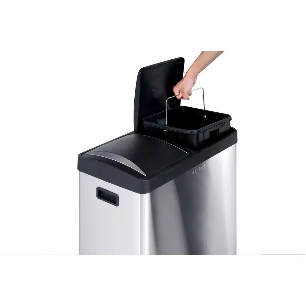 Step N' Sort 16-Gallon 2-Compartment Stainless Steel Trash Can and Recycling Bin