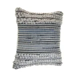 LR Home Crest Navy Blue and Ivory Abstract Textured Throw Pillow, 18 x 18 in. thumbnail 2