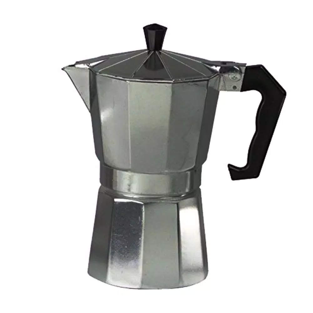 Home Basics 6-Cup Aluminum Stovetop Espresso Machine, Grey