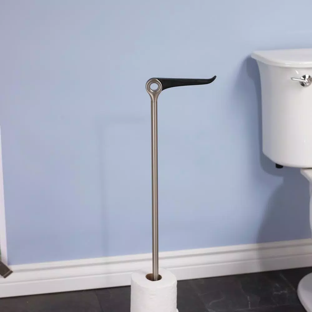 Umbra Tucan Freestanding Toilet Paper Holder with Reserve, Brushed Nickel