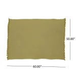 Noble House Brindle Olive Green Cotton Throw Blanket with Geometric Pattern and Fringes thumbnail 3