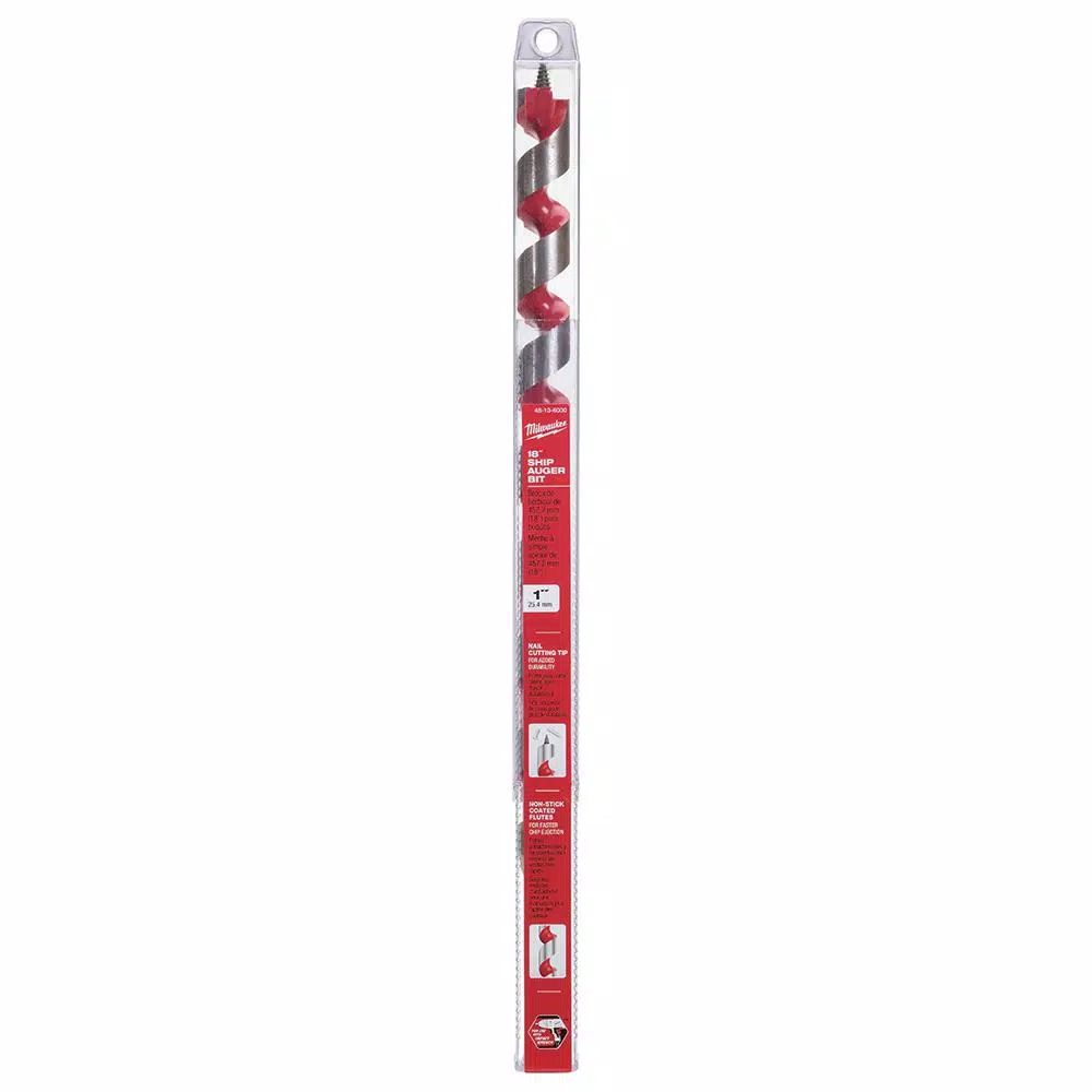 Milwaukee 1 in. x 18 in. High Speed Steel Ship Auger Bit for Wood