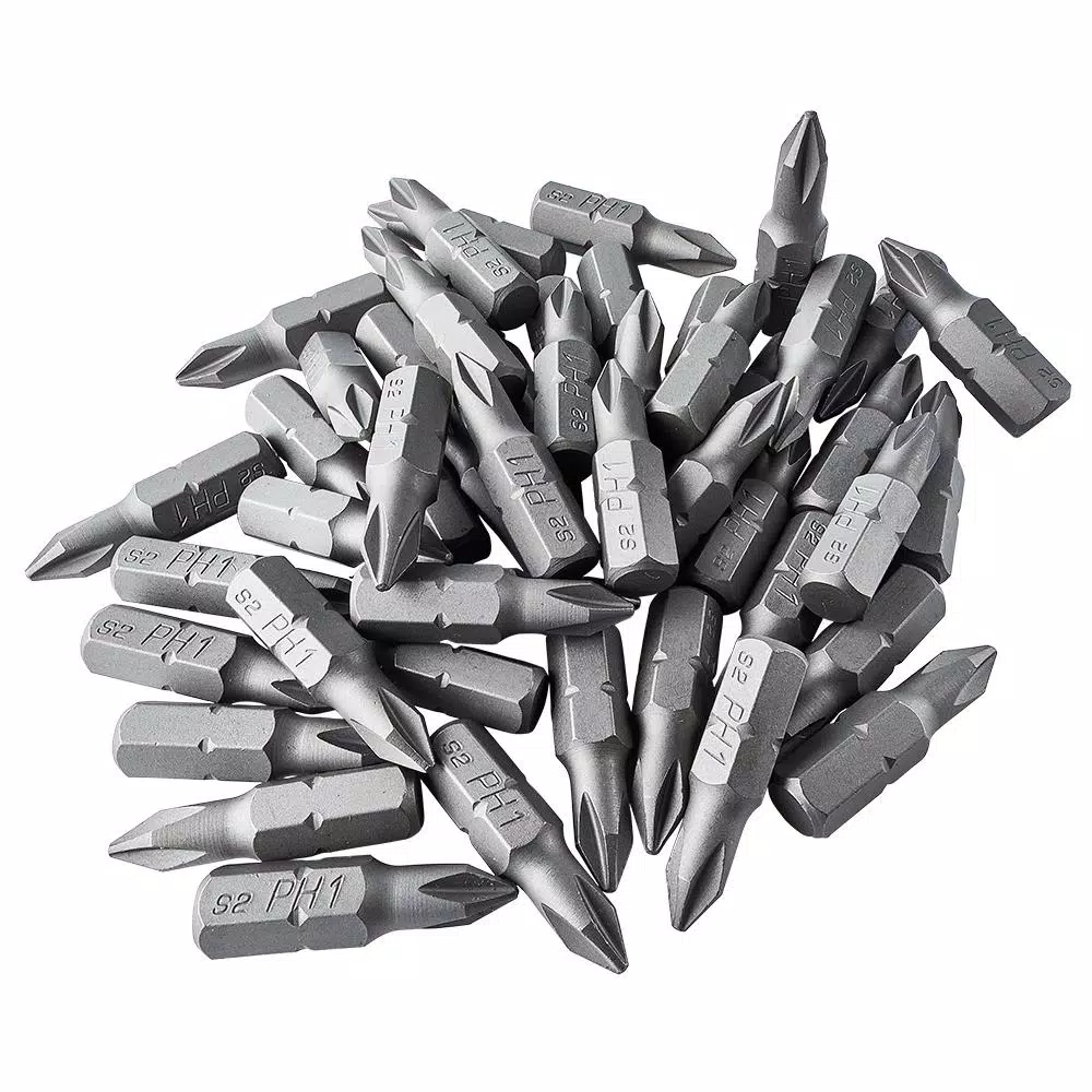 ToolPro 50-Piece #1 Phillips Bit Set in Interlocking Storage Box, Hardened S2 Steel