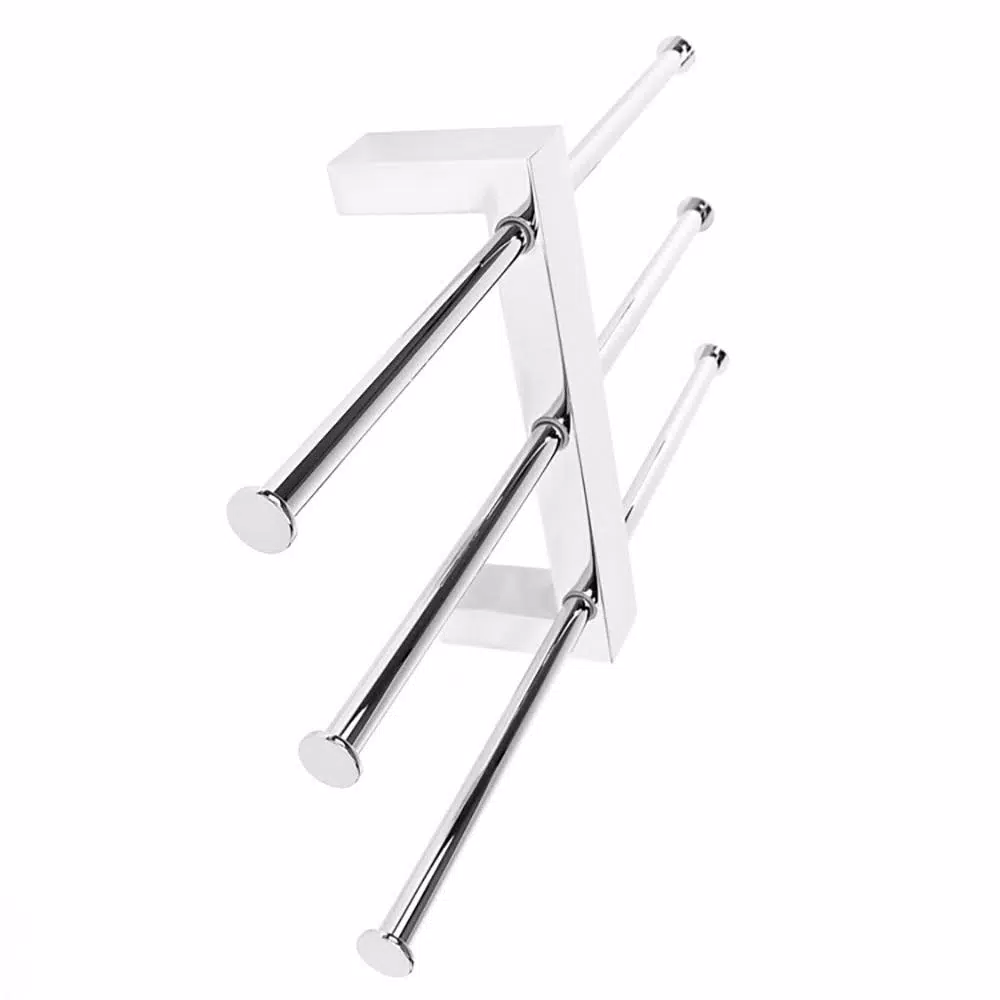 Nameeks Gedy Bridge Wall Mounted Polished Chrome Towel Rack with 3 Adjustable Sliding Bars