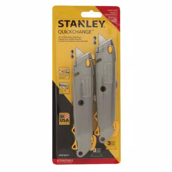 Stanley Quick Change Retractable Utility Knife, 2-Pack