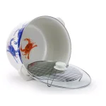 Golden Rabbit Blue Crab 18 qt. Porcelain-Coated Steel Stock Pot Set with Glass Lid and Rack thumbnail 2